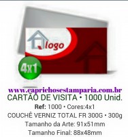 CARTÃO DE VISITA - COUCHÊ VERNIZ TOTAL FR 300G - 4x1 - 1000 Unid.