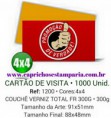 CARTÃO DE VISITA - COUCHÊ VERNIZ TOTAL FR 300G - 4x4 - 1000 Unid.